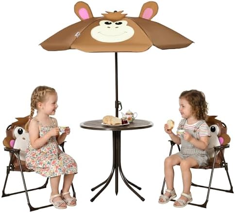 Kids Outdoor Table With Umbrella - Kids Table and Chair Set Picnic