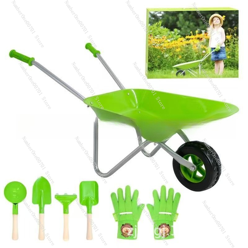 Kids Outdoor Toys - Kids Outdoor Wheelbarrow, Green Garden Play