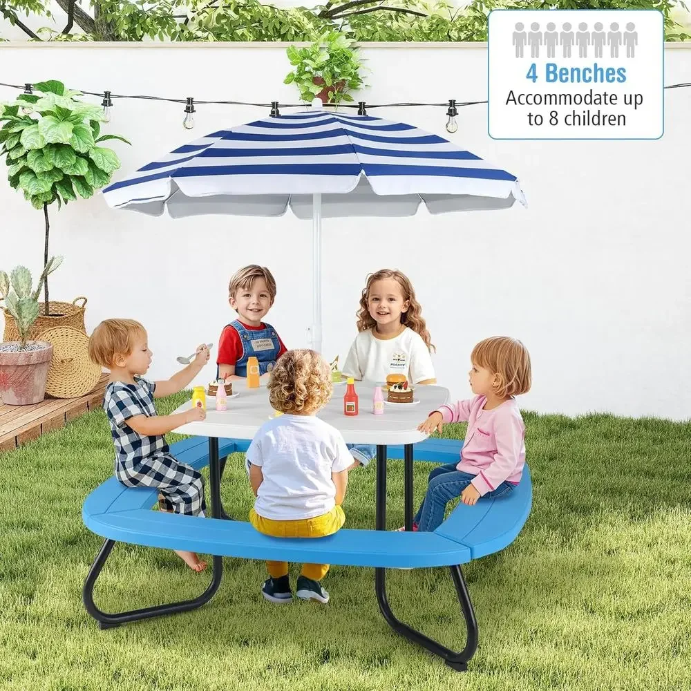 8-Person Kids Picnic Table wit - огляд і ціна Kids Outdoor Table With Umbrella