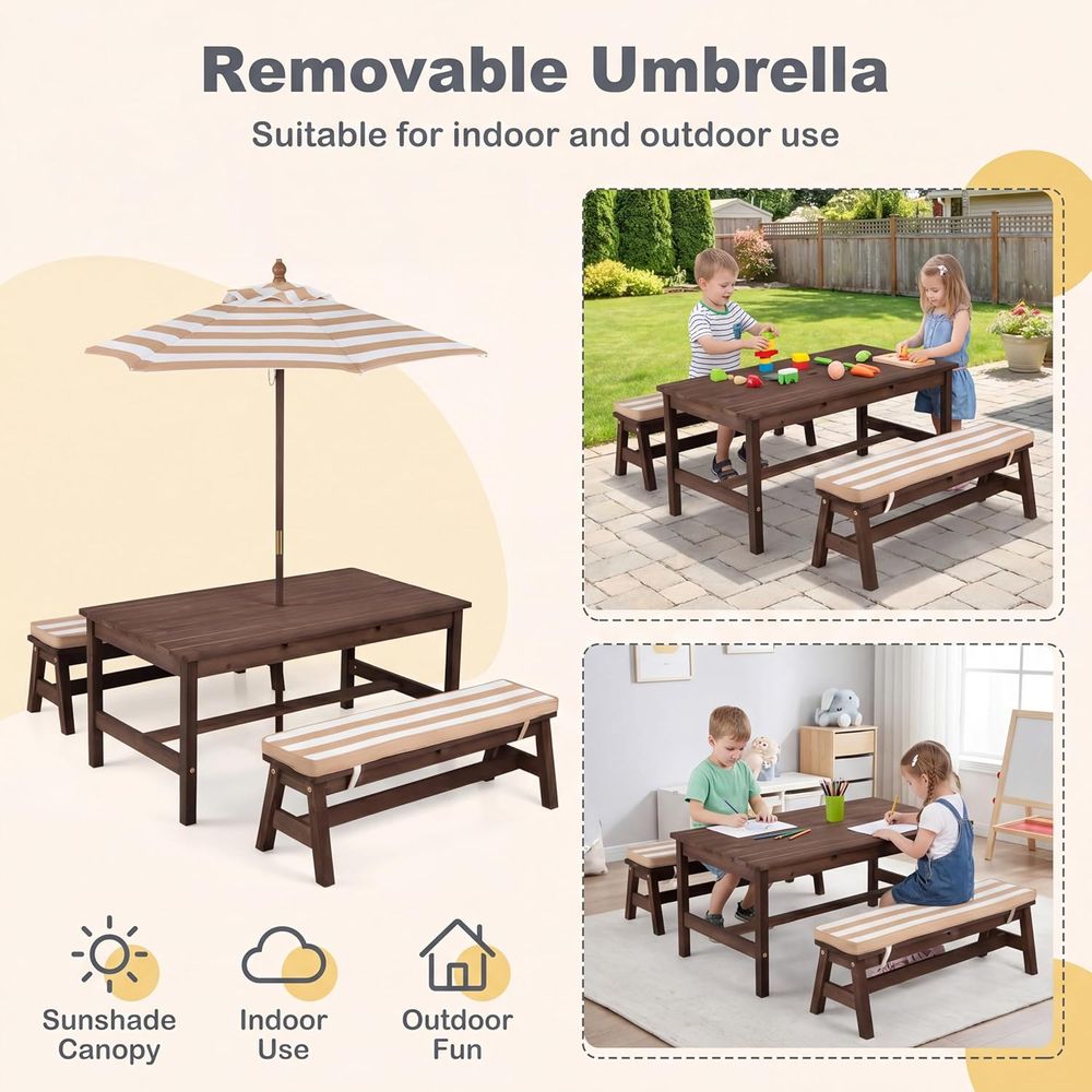 Kids Picnic Table, Large 42“x  - огляд і ціна Kids Outdoor Table With Umbrella